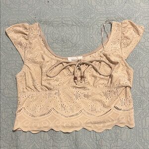URBAN Romantics Tan Eyelet Crop Top